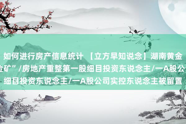 如何进行房产信息统计 【立方早知说念】湖南黄金复兴“超1000吨储量金矿”/房地产重整第一股细目投资东说念主/一A股公司实控东说念主被留置