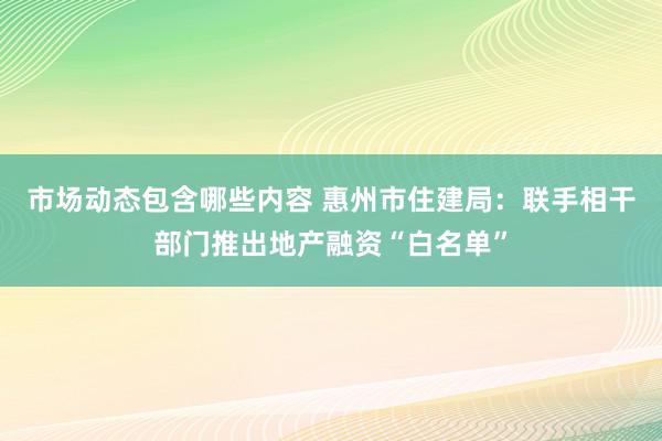 市场动态包含哪些内容 惠州市住建局：联手相干部门推出地产融资“白名单”