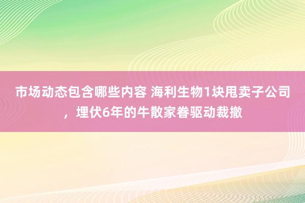 市场动态包含哪些内容 海利生物1块甩卖子公司，埋伏6年的牛散家眷驱动裁撤