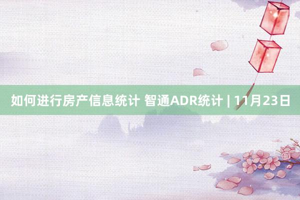 如何进行房产信息统计 智通ADR统计 | 11月23日