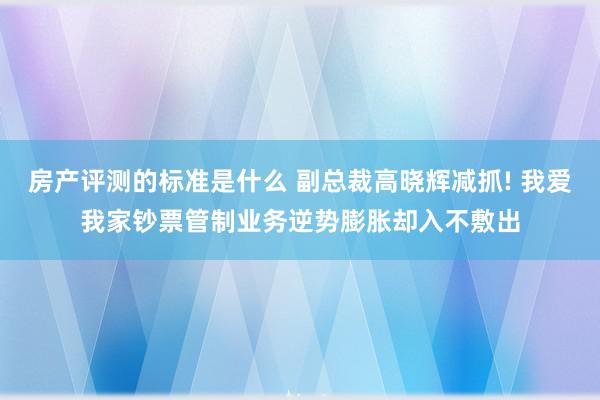 房产评测的标准是什么 副总裁高晓辉减抓! 我爱我家钞票管制业务逆势膨胀却入不敷出