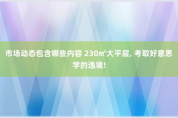 市场动态包含哪些内容 230㎡大平层, 考取好意思学的逸境!