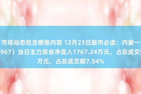 市场动态包含哪些内容 12月23日股市必读：内蒙一机（600967）当日主力资金净流入1767.24万元，占总成交额7.54%