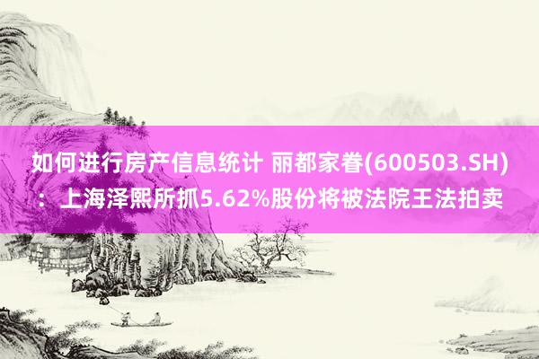 如何进行房产信息统计 丽都家眷(600503.SH)：上海泽熙所抓5.62%股份将被法院王法拍卖