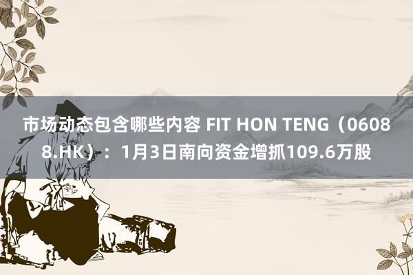 市场动态包含哪些内容 FIT HON TENG（06088.HK）：1月3日南向资金增抓109.6万股