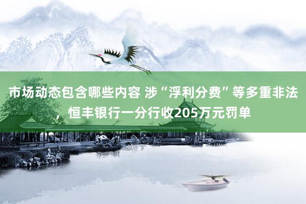 市场动态包含哪些内容 涉“浮利分费”等多重非法，恒丰银行一分行收205万元罚单