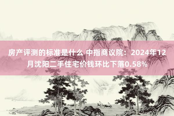 房产评测的标准是什么 中指商议院：2024年12月沈阳二手住宅价钱环比下落0.58%