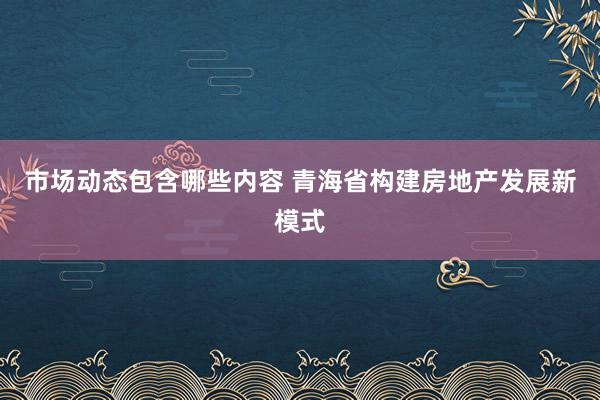 市场动态包含哪些内容 青海省构建房地产发展新模式