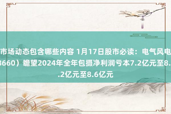 市场动态包含哪些内容 1月17日股市必读：电气风电（688660）瞻望2024年全年包摄净利润亏本7.2亿元至8.6亿元