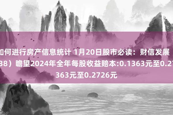 如何进行房产信息统计 1月20日股市必读：财信发展（000838）瞻望2024年全年每股收益赔本:0.1363元至0.2726元