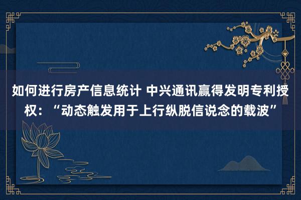 如何进行房产信息统计 中兴通讯赢得发明专利授权：“动态触发用于上行纵脱信说念的载波”