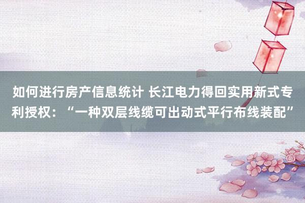 如何进行房产信息统计 长江电力得回实用新式专利授权：“一种双层线缆可出动式平行布线装配”