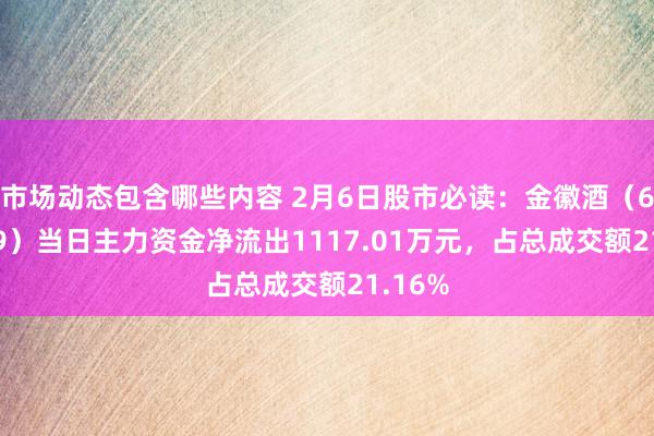 市场动态包含哪些内容 2月6日股市必读：金徽酒（603919）当日主力资金净流出1117.01万元，占总成交额21.16%