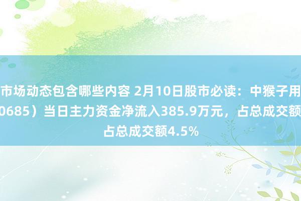 市场动态包含哪些内容 2月10日股市必读：中猴子用（000685）当日主力资金净流入385.9万元，占总成交额4.5%