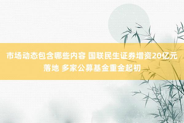 市场动态包含哪些内容 国联民生证券增资20亿元落地 多家公募基金重金起初