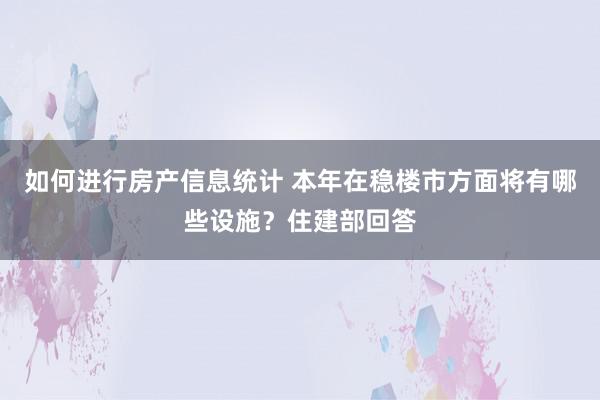 如何进行房产信息统计 本年在稳楼市方面将有哪些设施？住建部回答