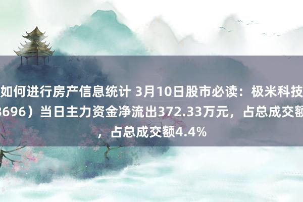 如何进行房产信息统计 3月10日股市必读：极米科技（688696）当日主力资金净流出372.33万元，占总成交额4.4%