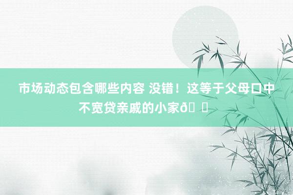 市场动态包含哪些内容 没错！这等于父母口中不宽贷亲戚的小家🏠